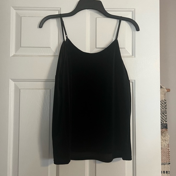 A new day medium black velvet tank top spaghetti strap adjustable v neck - Picture 6 of 7